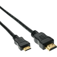 HDMI Mini Câble, InLine®, HDMI mâle sur Mini mâle, contacts dorés, noir, 1m
