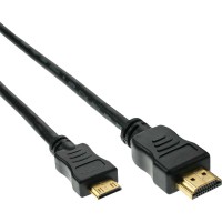 HDMI Mini Câble, InLine®, HDMI mâle sur Mini mâle, contacts dorés, noir, 1,5m