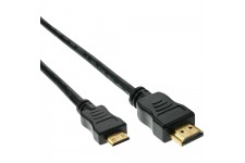 InLine® HDMI Mini Câble, HDMI mâle sur Mini mâle, contacts dorés, noir, 0,5m