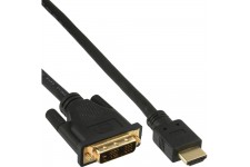 Câble HDMI-DVI, InLine®, contacts dorés, HDMI mâle sur DVI 18+1 mâle, 1m