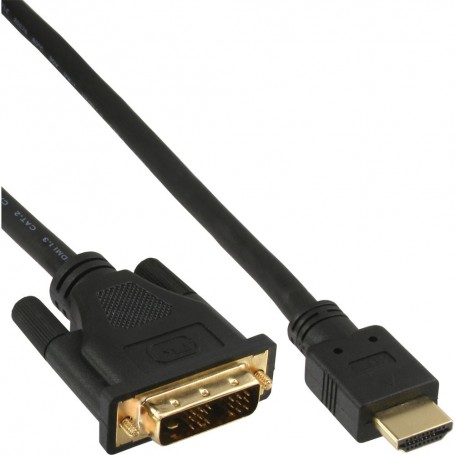 Câble HDMI-DVI, InLine®, contacts dorés, HDMI mâle sur DVI 18+1 mâle, 3m