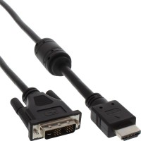 HDMI-Câble adaptateur DVI, InLine®, 19 broches mâle sur 18+1 mâle, avec ferrite, 0,5m