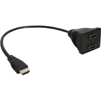 Câble adaptateur HDMI en "Y", 1x 19 broches mâle sur 2x 19 broches Bu, 0,2m