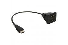 Câble adaptateur HDMI en "Y", 1x 19 broches mâle sur 2x 19 broches Bu, 0,2m
