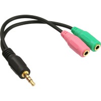 Câble pour casque audio InLine® 3.5mm mâle 4 broches à 2x 3,5mm 0,15m