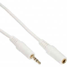 Câble audio InLine® 3,5 mm stéréo mâle à femelle blanc / or 10m