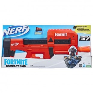 Nerf Fortnite Compact SMG, Blaster a fléchettes motorisé, revetement Ultra Red, chargeur interne 8 fléchettes