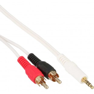 Câble audio InLine® 2x RCA mâle à 3.5mm mâle Stéréo blanc / or 3m