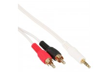 Câble audio InLine® 2x RCA mâle vers 3.5mm Stéréo mâle blanc / or 2.5m
