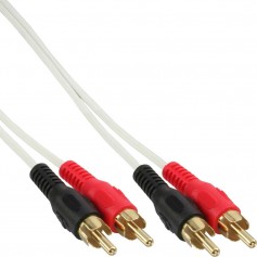 Câble audio InLine® 2x RCA mâle à mâle blanc / or 2m