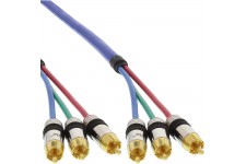Câble Cinch RGB vidéo, InLine®, PREMIUM, prise doré, 3x Cinch mâle/mâle, 20m