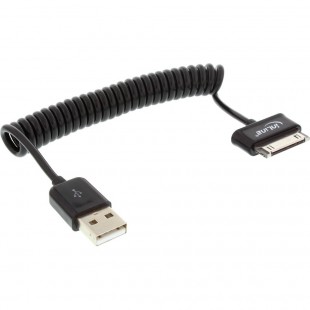 Câble spiralé pour tablette Samsung Galaxy InLine®, mâle vers USB Un mâle de 1 m