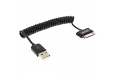 Câble spiralé pour tablette Samsung Galaxy InLine®, mâle vers USB Un mâle de 1 m