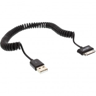 Câble spiralé pour tablette Samsung Galaxy InLine®, mâle vers USB Un mâle de 2 m