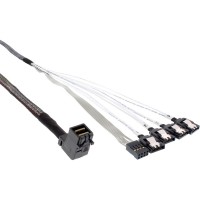 Câble InLine® Mini SAS HD SFF-8643 coudé sur 4x SATA + bande latérale de 0,5 m