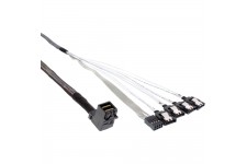Câble InLine® Mini SAS HD SFF-8643 coudé sur 4x SATA + bande latérale de 0,5 m