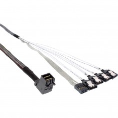 Câble InLine® Mini SAS HD SFF-8643 coudé sur 4x SATA + bande latérale de 1 m