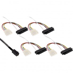 Câble InLine® Mini SAS HD SFF-8643 à 4x SFF-8482 + alimentation 0,5 m