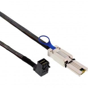 Câble InLine® Mini SAS HD SFF-8643 coudé sur SFF-8088 1 m