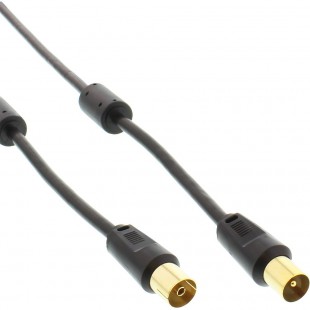 Câble d'antenne InLine® 2x blindé 85dB noir 2m
