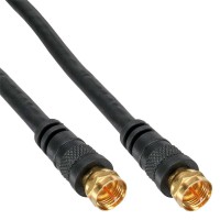 Câble InLine® SAT Premium 2x avec 2x prises F-Plug 85dB noir 1m