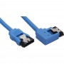 Câble de raccordement SATA 6Gb/s rond, plié à gauche, InLine®, bleu, avec languette, 0,3m