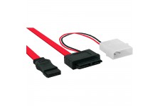 Câble InLine® Slimline SATA 150/300/600 Slim 13 broches vers SATA + 0,4 m de puissance