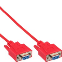 Câble null modem, InLine®, rouge, 9 broches fem./fem. 3m, encapsulé