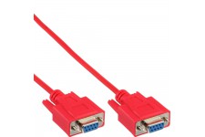 Câble null modem, InLine®, rouge, 9 broches fem./fem. 3m, encapsulé