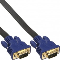 Câble plat InLine® S-VGA 15 HD mâle à mâle noir 1,5m