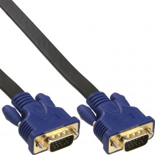 Câble plat InLine® S-VGA 15 HD mâle à mâle noir 15m