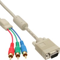 Câble VGA RGB, InLine®, VGA prise à 3x connecteur Cinch, 2m