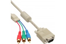 Câble VGA RGB, InLine®, VGA prise à 3x connecteur Cinch, 2m