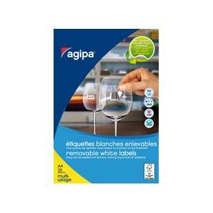 agipa Etiquette universelle, 18 x 12 mm, enlevable, blanc