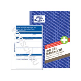 AVERY Zweckform Erste Hilfe Meldeblock 313, DIN A6 quer