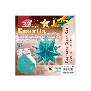 folia Feuilles de papier pliable étoile Bascetta, turquoise/
