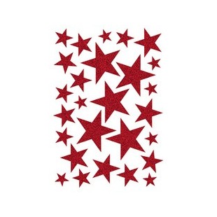 HERMA Autocollants de Noel MAGIC 'étoiles rouge', pailletté