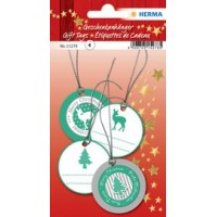 HERMA Etiquette pour cadeau de Noël 3D, rond, vert/argent