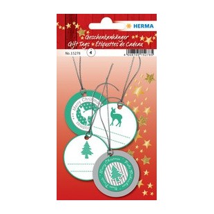 HERMA Etiquette pour cadeau de Noël 3D, rond, vert/argent