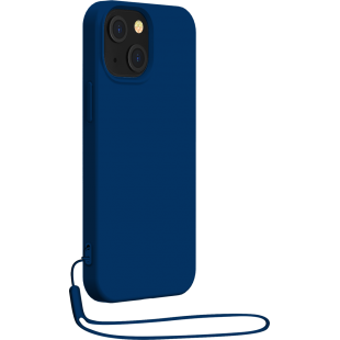 Coque iPhone 14 Silicone + dragonne assortie Bleu marine Bigben