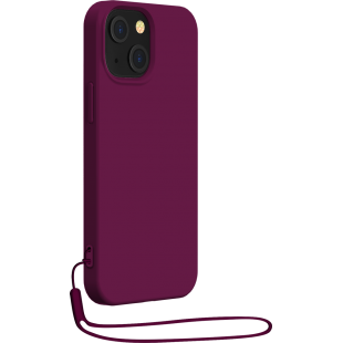 Coque iPhone 14 Plus Silicone + dragonne assortie Violet Bigben