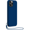 Coque iPhone 14 Pro Max Silicone + dragonne assortie Bleu marine Bigben