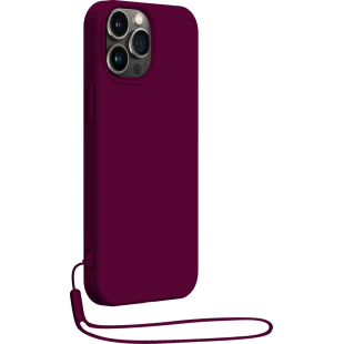Coque iPhone 14 Pro Max Silicone + dragonne assortie Violet Bigben