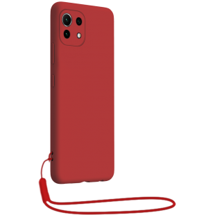 Coque Xiaomi Mi 11 5G Silicone + dragonne assortie Rouge Bigben