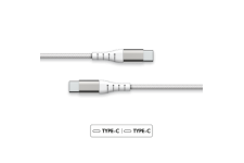 Câble Renforcé USB C/USB C 1,2m 3A Garanti à vie Blanc Force Power Lite