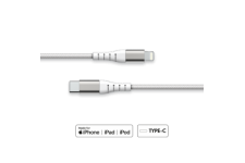 Câble Renforcé USB C/Lightning 1,2m 3A Garanti à vie Blanc Force Power Lite