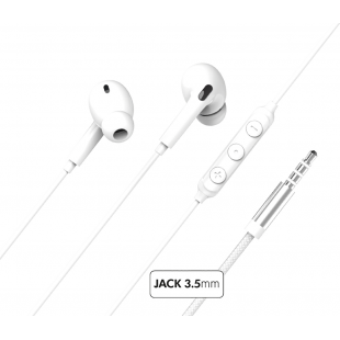 Ecouteurs Jack 3.5mm Garanti à vie 100% Plastique recyclé Blanc Force Play