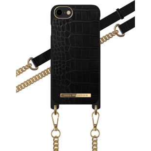 Coque Necklace Bandoulière Apple iPhone 6/7/8/SE/SE22 Jet black croco Ideal Of Sweden