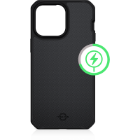Coque Renforcée iPhone 14 Pro Compatible MagSafe Ballistic Nylon R 100% Plastique recyclé Noire Itskins