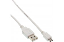 Câble InLine® Micro USB 2.0 USB Type A à Micro-B mâle blanc, 0,5 m